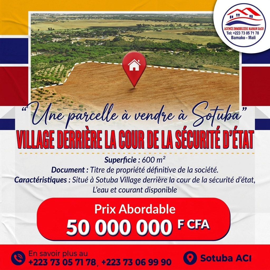 PARCELLE À VENDRE À SOTUBA VILLAGE